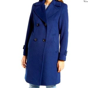 Sam Edelman Women's Navy Blue Double Breasted Wool Blend Coat Size 16